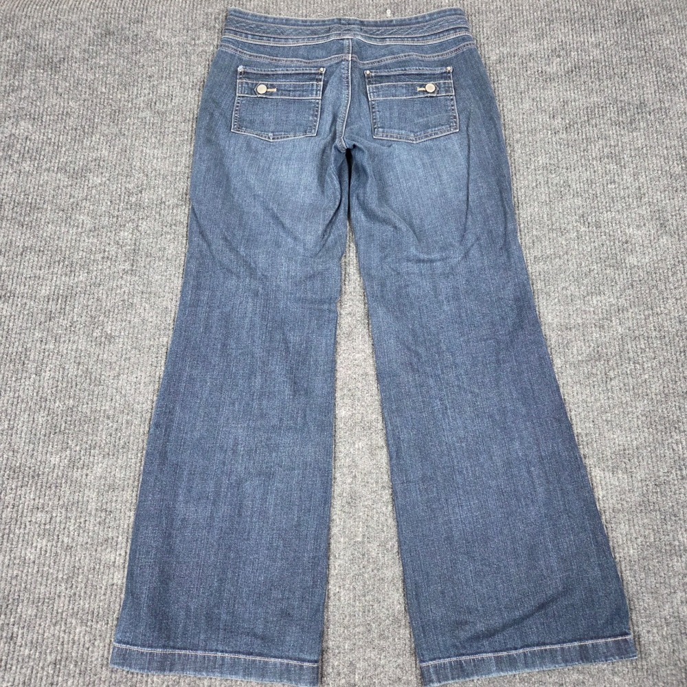 White House Black Market Blanc Trouser Leg Jeans Dark Wash Blue Size 8 - Picture 2 of 11